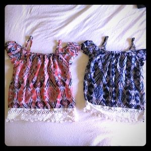 Two cold shoulder shirts